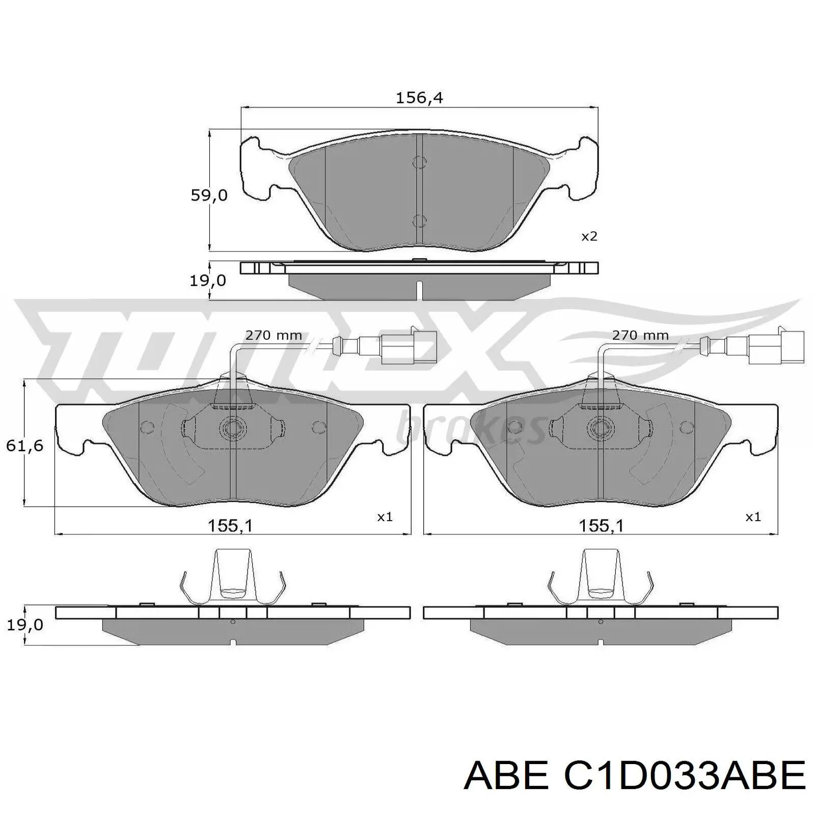 C1D033ABE ABE колодки тормозные передние дисковые