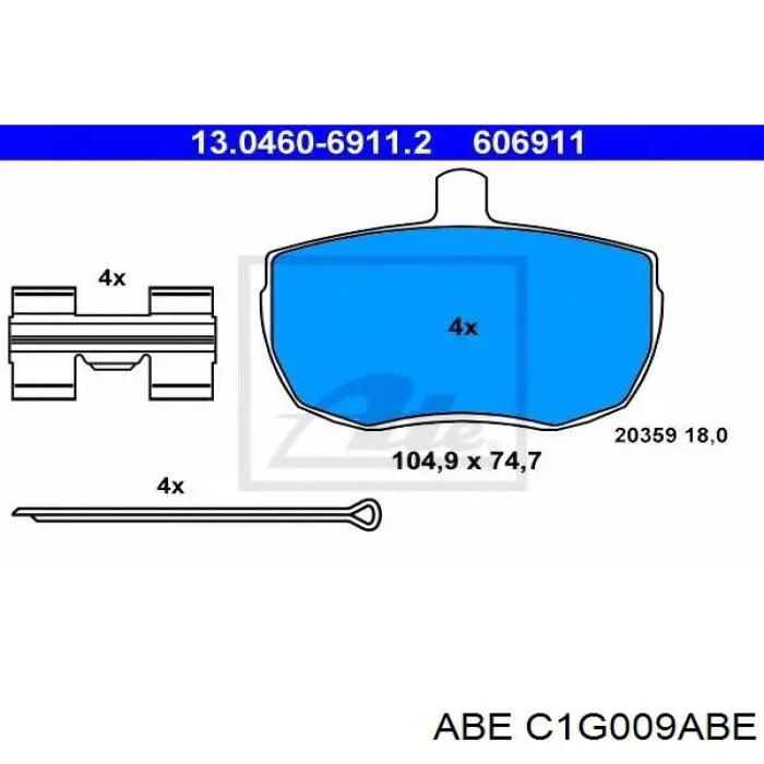 Передние тормозные колодки C1G009ABE ABE