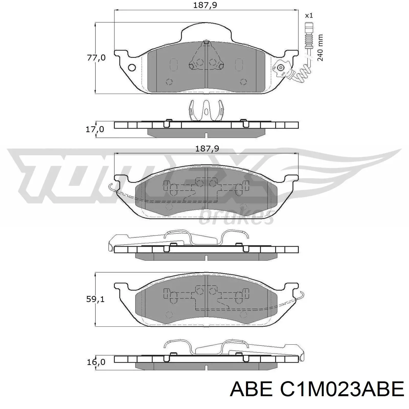 Передние тормозные колодки C1M023ABE ABE
