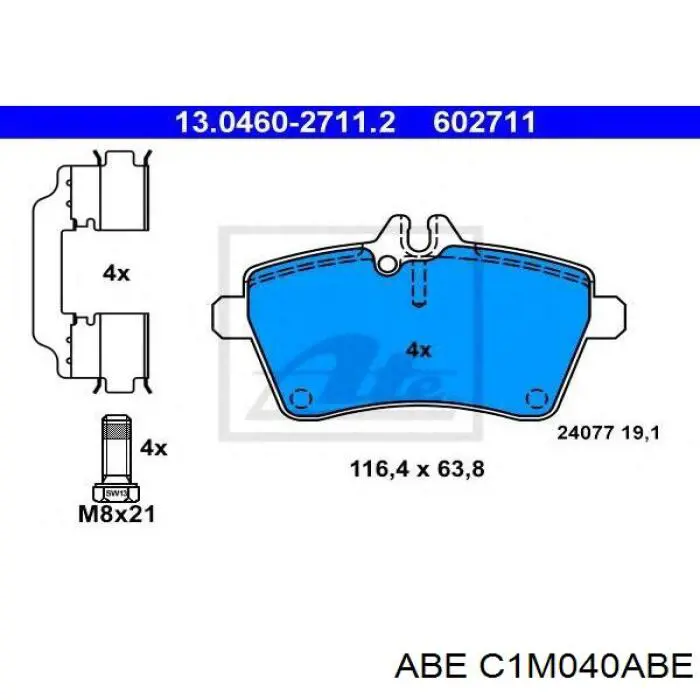 Купить C1M040ABE ABE Колодки тормозные