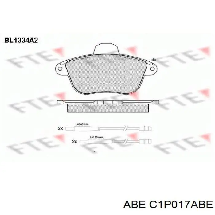 Колодки ABE C1P017ABE цена, от 16.43 USD