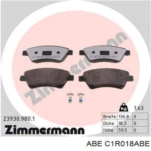 Колодки ABE C1R018ABE цена, от 16.76 USD