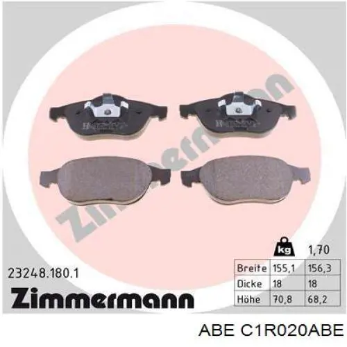 Колодки ABE C1R020ABE цена, от 18.24 USD