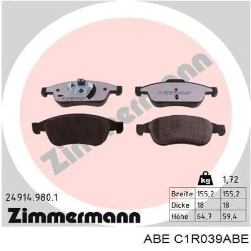 Колодки ABE C1R039ABE цена, от 16.48 USD