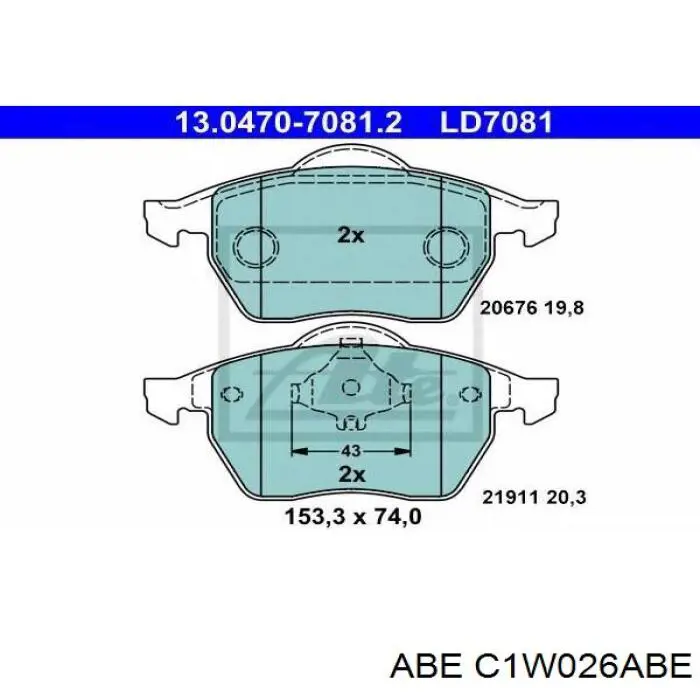 Колодки гальмівні передні, дискові C1W026ABE ABE