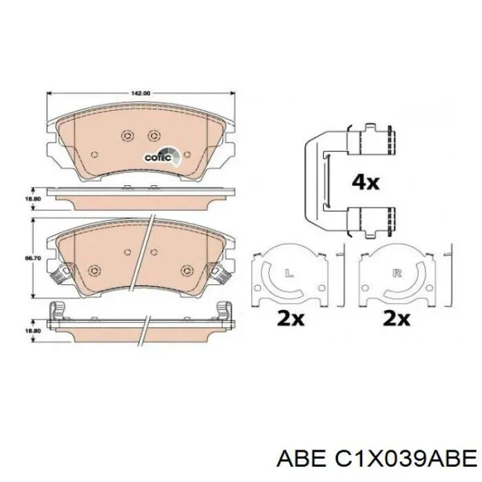 Передние тормозные колодки C1X039ABE ABE