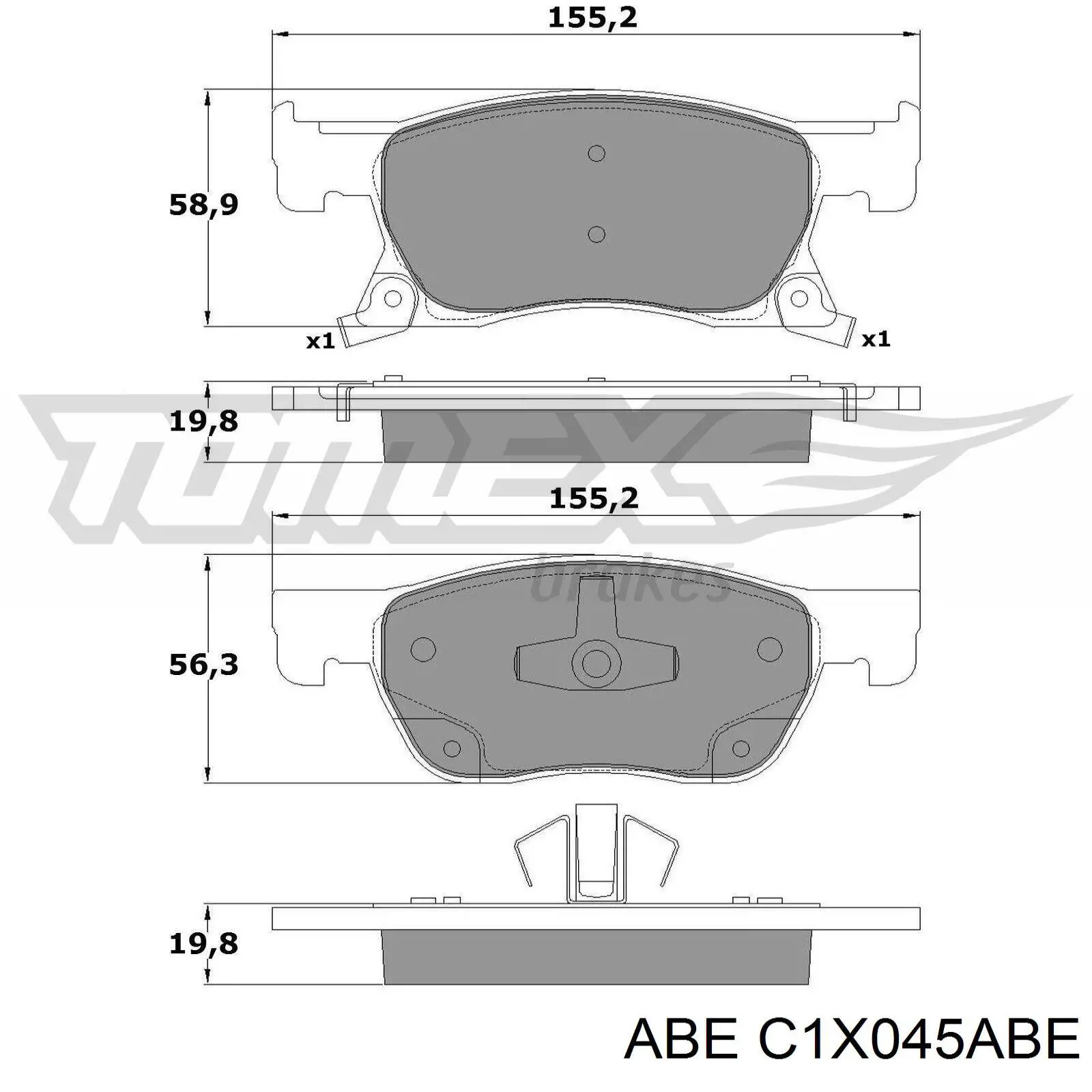 Передние тормозные колодки C1X045ABE ABE