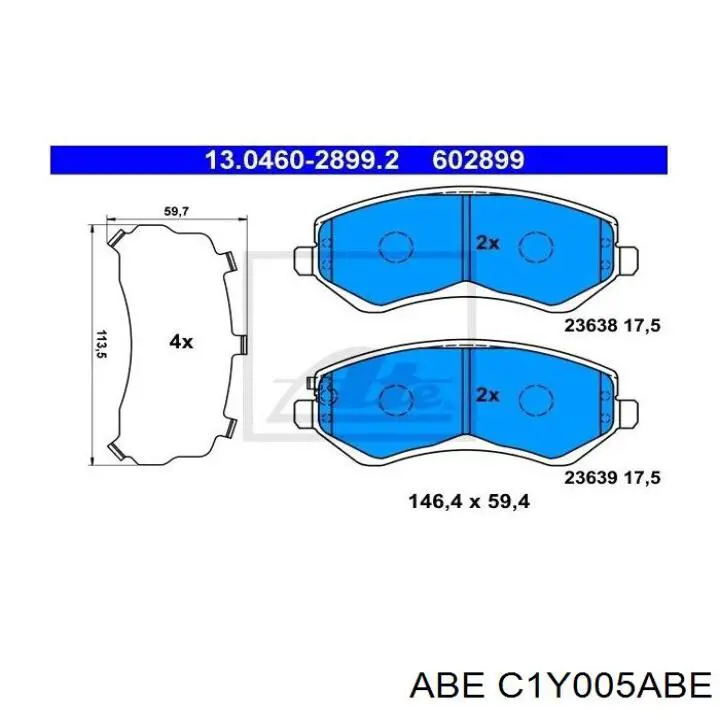 Передние тормозные колодки C1Y005ABE ABE