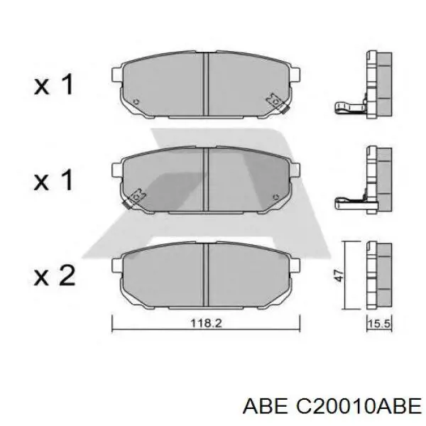 Купить C20010ABE ABE Колодки тормозные задние, дисковые