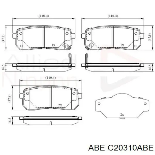 Купить C20310ABE ABE Колодки тормозные задние, дисковые