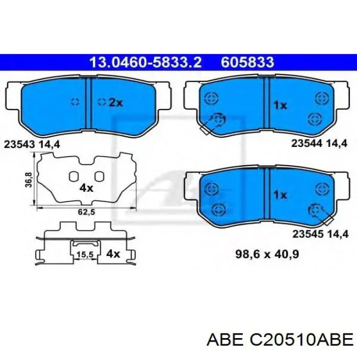 Колодки дисковые  ABE C20510ABE цена, от 14.43 USD