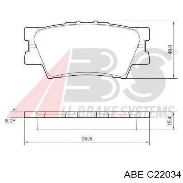 Задние тормозные колодки C22034 ABE