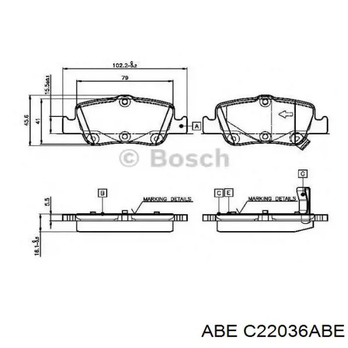 Задние тормозные колодки C22036ABE ABE