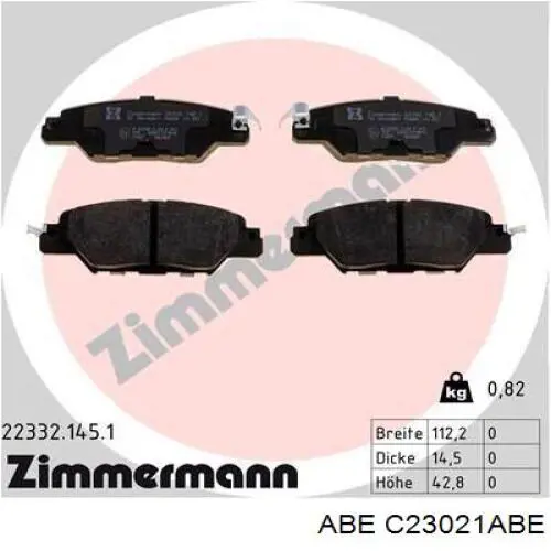 Колодки дисковые  ABE C23021ABE цена, от 27.55 USD