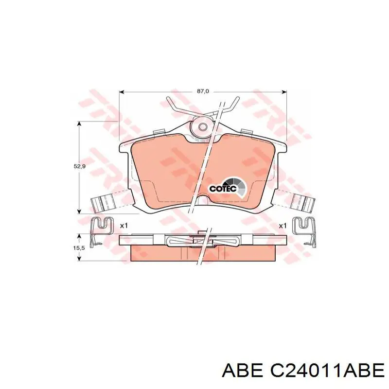 Колодки гальмові задні, дискові C24011ABE ABE