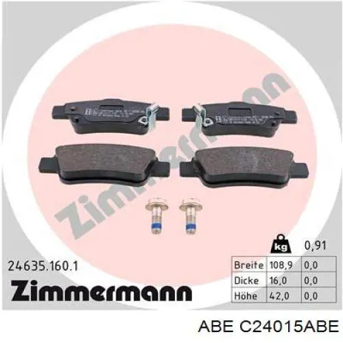 Купить C24015ABE ABE Колодки тормозные задние, дисковые