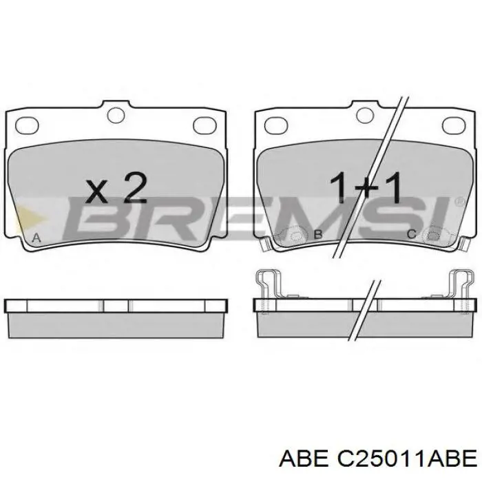 Купить C25011ABE ABE Колодки тормозные задние, дисковые