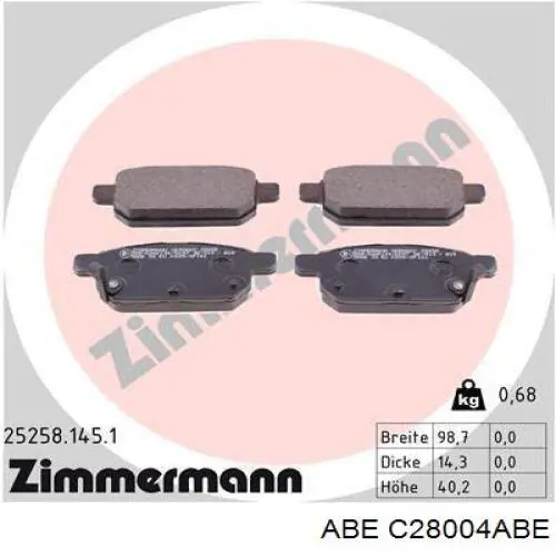 Pastillas de freno traseras C28004ABE ABE