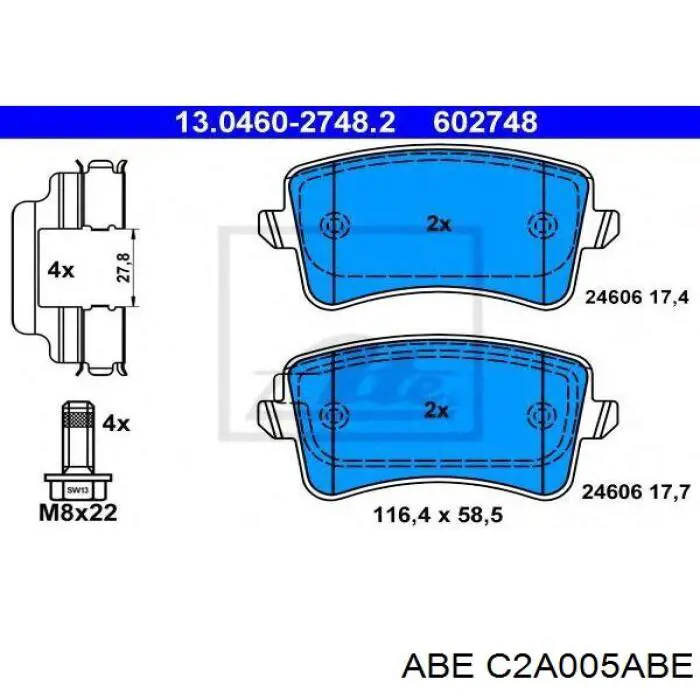 Задние тормозные колодки C2A005ABE ABE