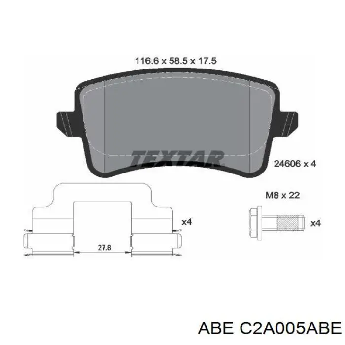 C2A005ABE ABE Колодки тормозные дисковые комплект