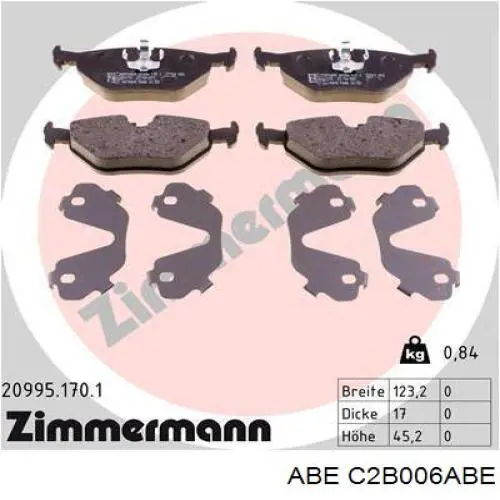 Колодки дисковые  ABE C2B006ABE цена, от 13.73 USD