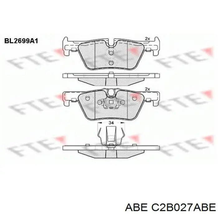 Задние тормозные колодки C2B027ABE ABE