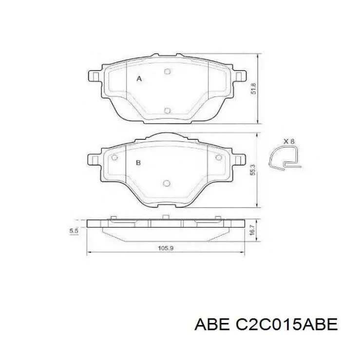 Купить C2C015ABE ABE Колодки тормозные задние, дисковые