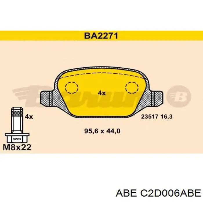 Колодки дисковые  ABE C2D006ABE цена, от 13.96 USD