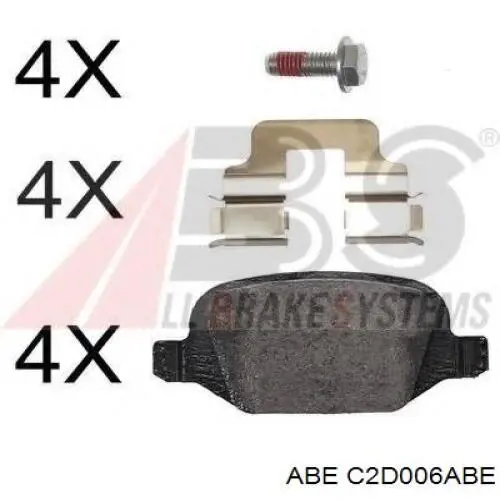 Купить C2D006ABE ABE Колодки тормозные задние, дисковые