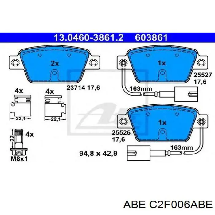 C2F006ABE ABE Колодки тормозные дисковые комплект