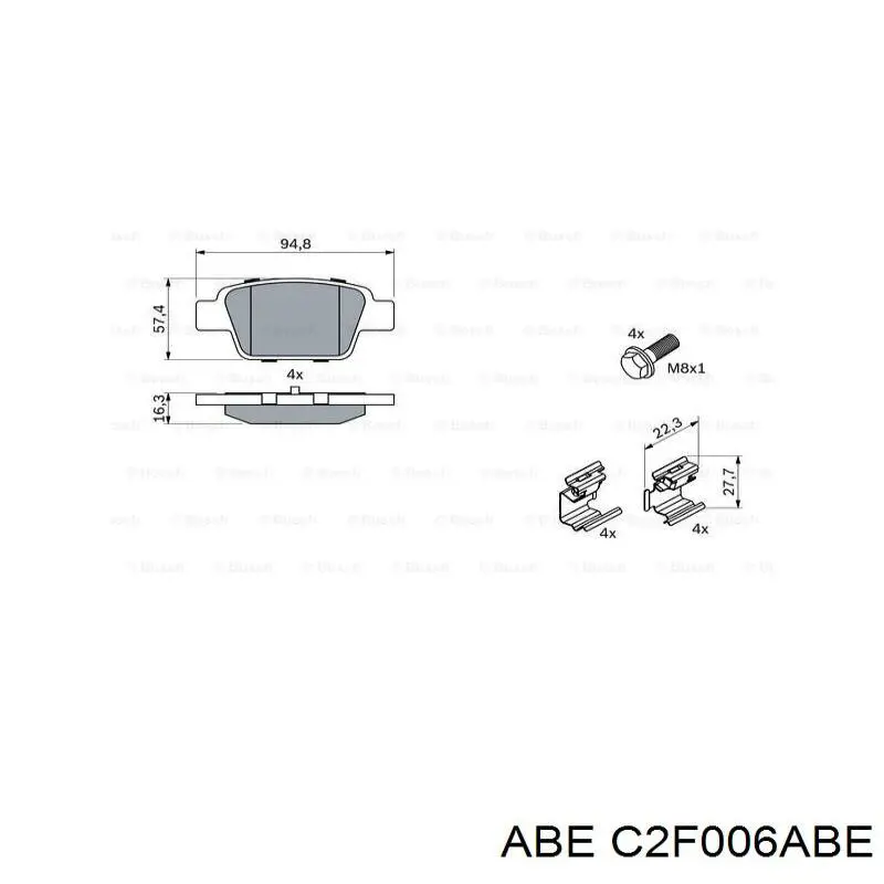 Купить C2F006ABE ABE Колодки тормозные задние, дисковые