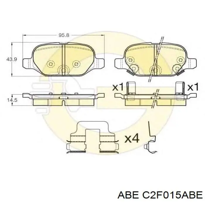 Купить C2F015ABE ABE Колодки тормозные задние, дисковые