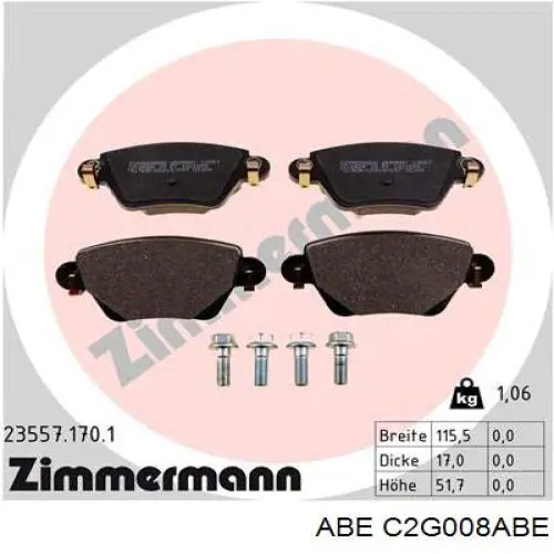 Колодки дисковые  ABE C2G008ABE цена, от 17.86 USD