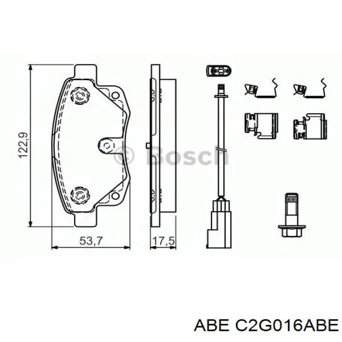 Купить C2G016ABE ABE Колодки тормозные задние, дисковые