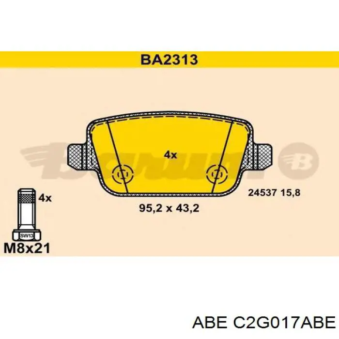 Купить C2G017ABE ABE Колодки тормозные задние, дисковые