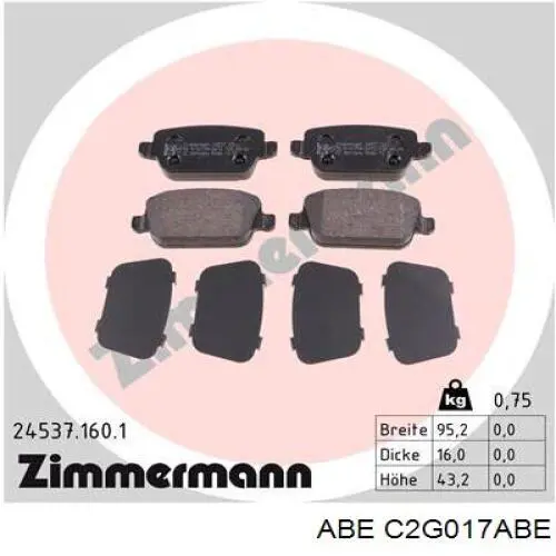 Колодки дисковые  ABE C2G017ABE цена, от 17.00 USD