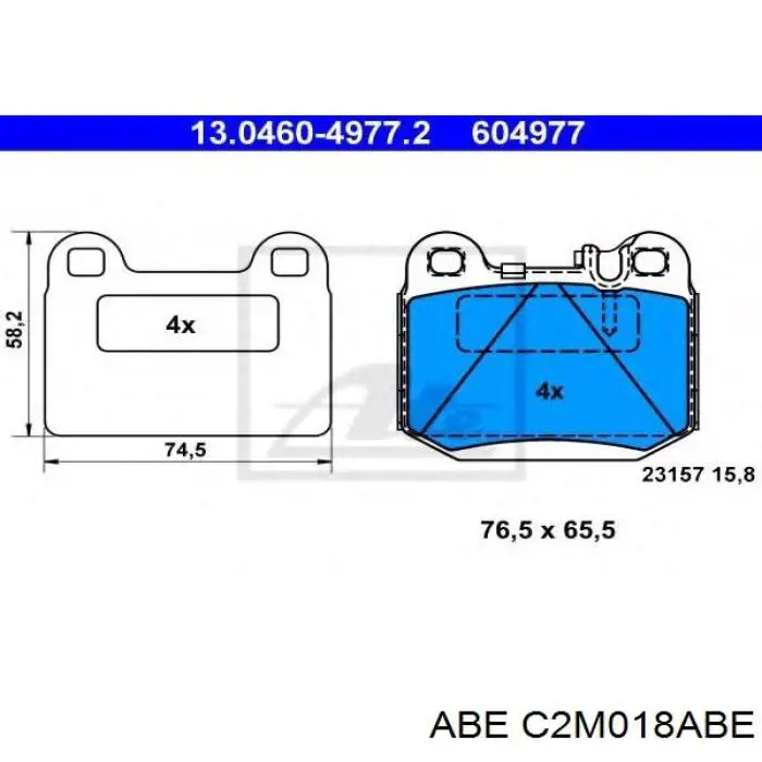 Задние тормозные колодки C2M018ABE ABE