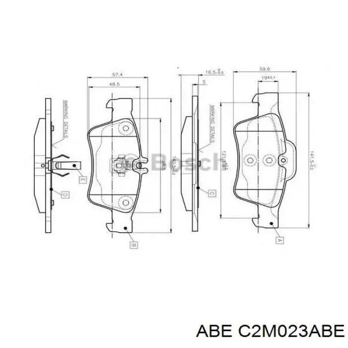 Задние тормозные колодки C2M023ABE ABE