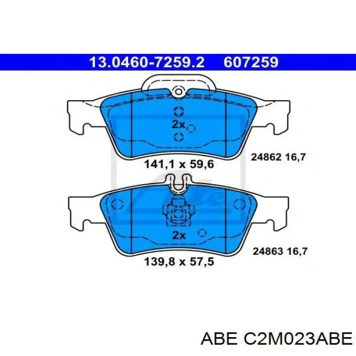 Колодки гальмові задні, дискові C2M023ABE ABE