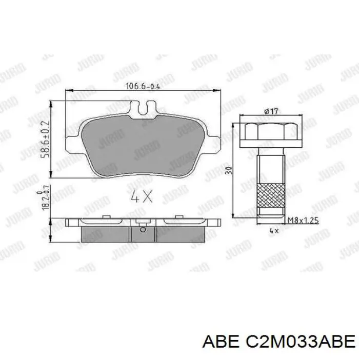 C2M033ABE ABE Колодки тормозные дисковые комплект