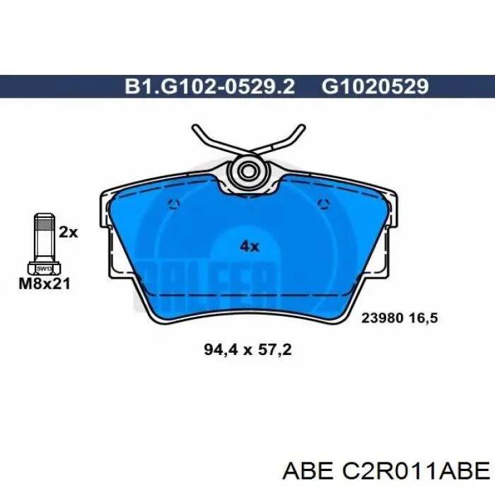 C2R011ABE ABE Колодки тормозные дисковые комплект