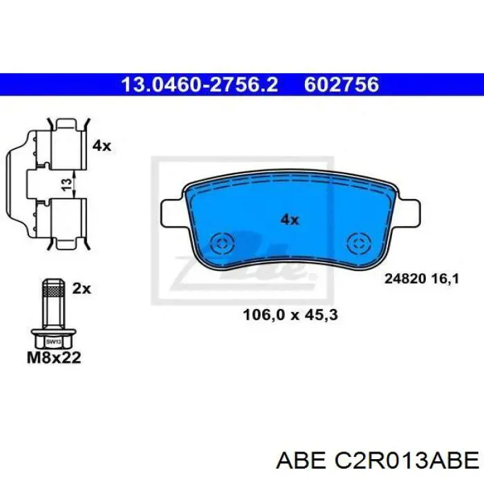Задние дисковые колодки ABE C2R013ABE