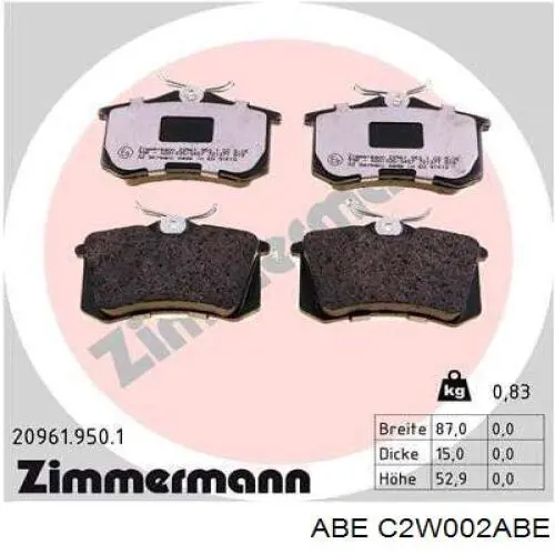 Колодки дисковые  ABE C2W002ABE цена, от 10.92 USD