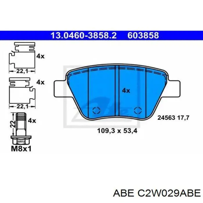 Задние тормозные колодки C2W029ABE ABE
