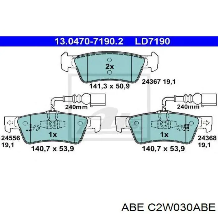 Купить C2W030ABE ABE Колодки тормозные задние, дисковые