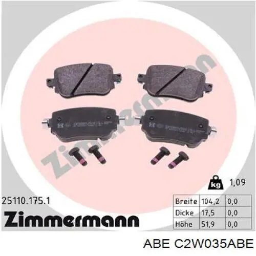 Колодки дисковые  ABE C2W035ABE цена, от 23.62 USD