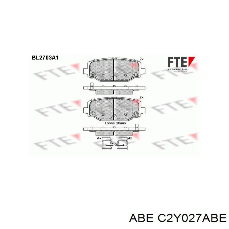 Колодки дисковые  ABE C2Y027ABE цена, от 24.72 USD