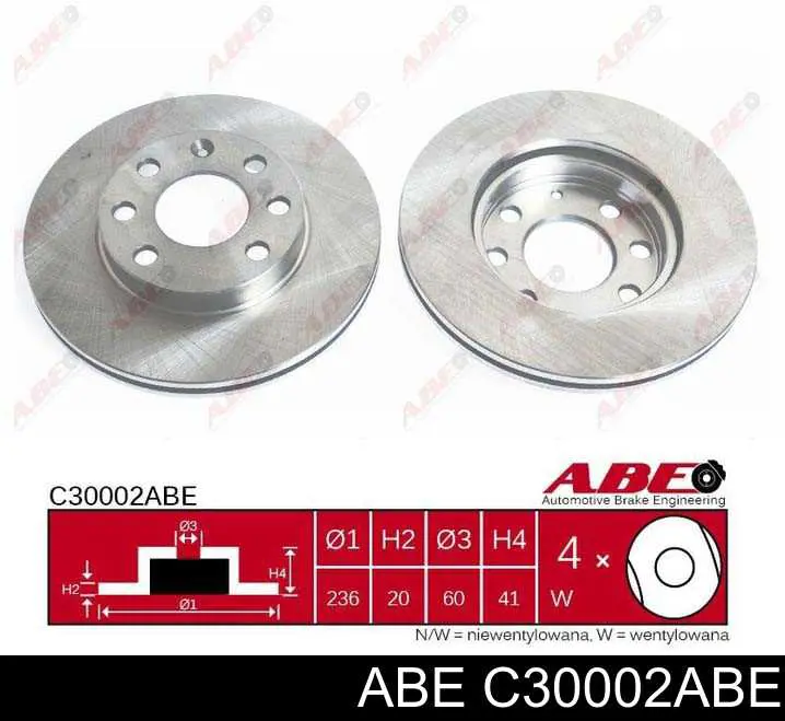 C30002ABE ABE диск тормозной передний