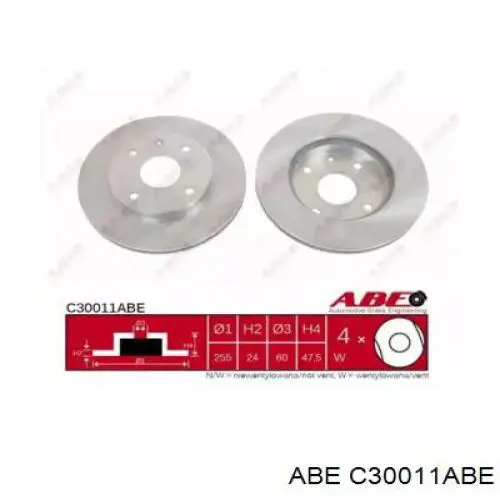C30011ABE ABE Диск тормозной передний