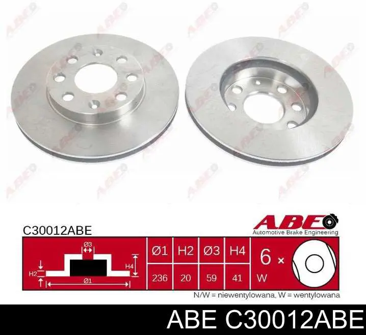 Передние тормозные диски C30012ABE ABE